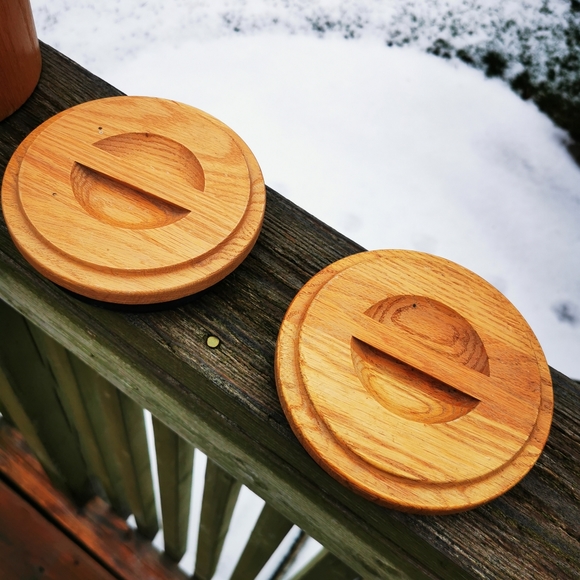 Vintage Wooden Stackable Coffee and Tea Canisters - Picture 2 of 14